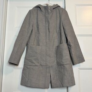 Asos Soft Grey Hooded Peacoat with Zipper and Large Pockets Size 10